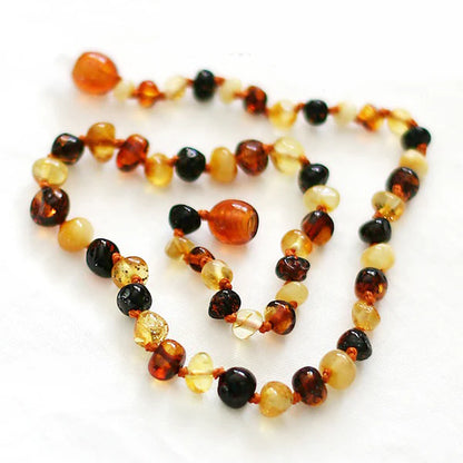 Healing Amber Teething Clasp Necklace 13" - Multi