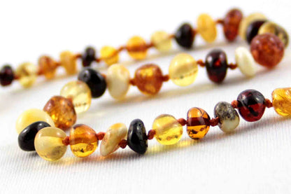 Healing Amber Teething Clasp Necklace 13" - Multi