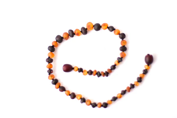 Healing Amber Teething Clasp Necklace 13" - Raw Duo Dark (Caramel/Molasses)