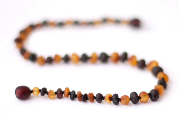 Healing Amber Teething Clasp Necklace 13" - Raw Duo Dark (Caramel/Molasses)