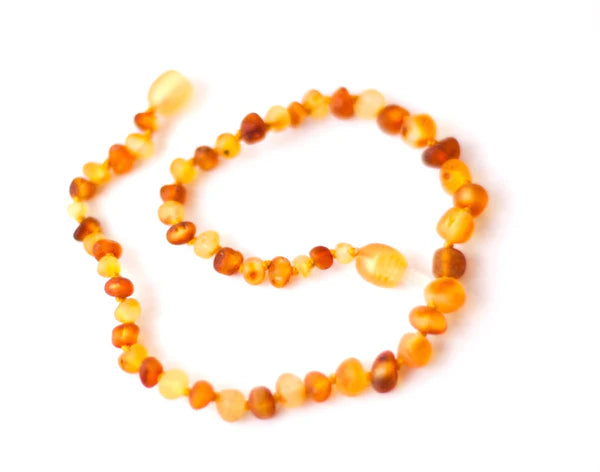 Healing Amber Teething Clasp Necklace 13" - Raw Duo Light (Gold/Caramel)