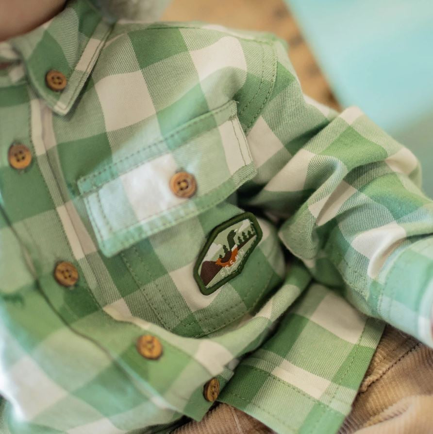 Baby Green and Cream Plaid Flannel Shirt