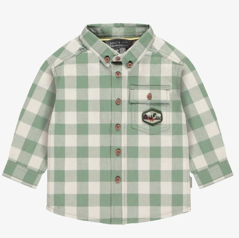 Baby Green and Cream Plaid Flannel Shirt