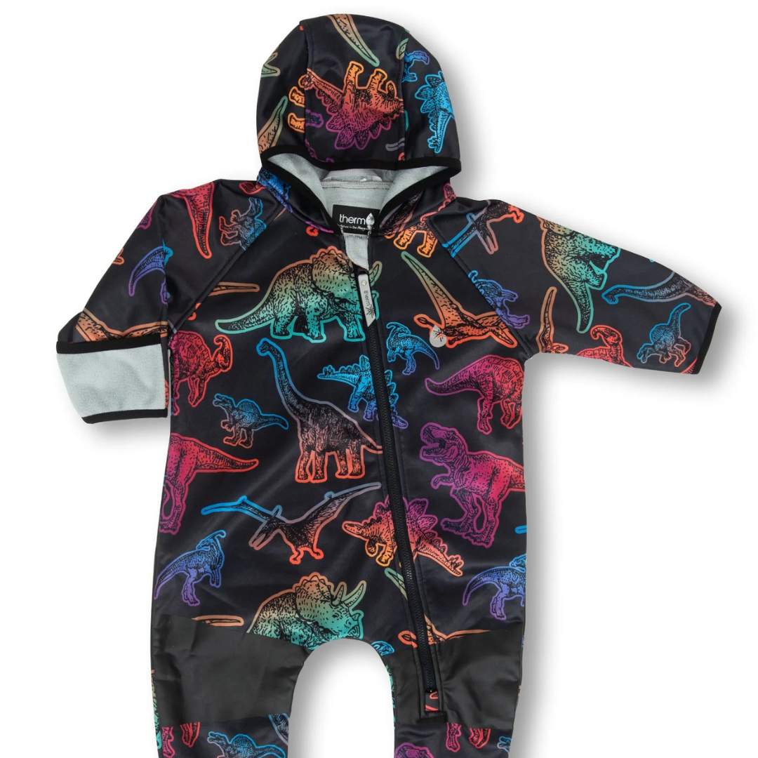 All-Weather Fleece Onesie - Neon Dino