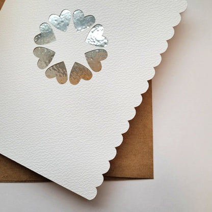 Foiled Hearts Greeting Card - Silver