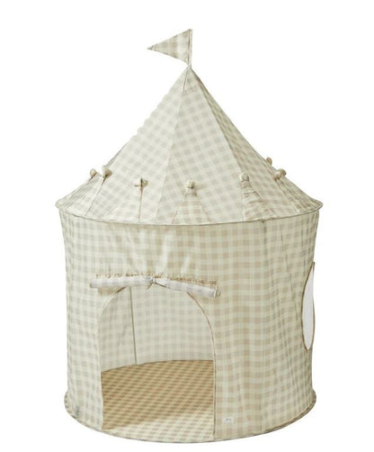 Recycled Fabric Play Tent - Gingham Beige