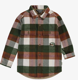 Kids Green and Brown Plaid Shirt in Flannel