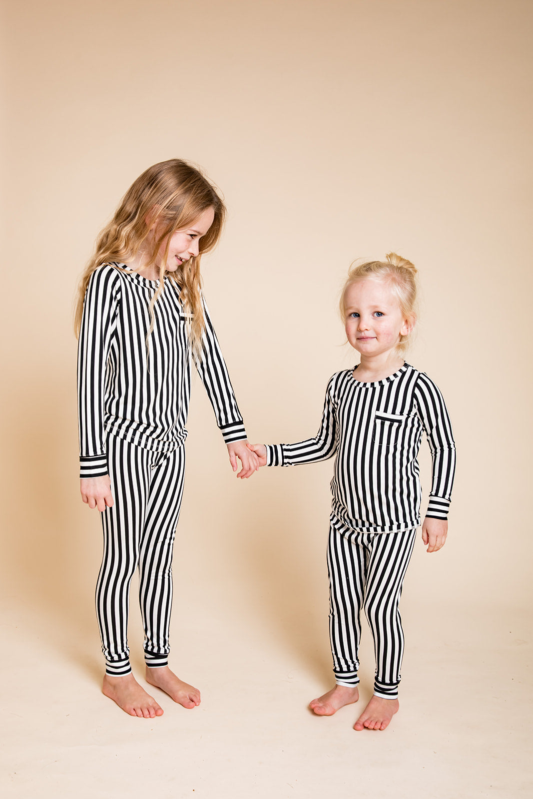 Kids Classic Bamboo PJ Set - Black and White Stripe