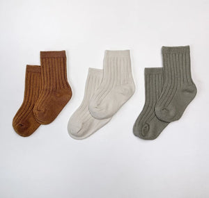 All Season Socks (3pk) - Sage | Cream | Bronze