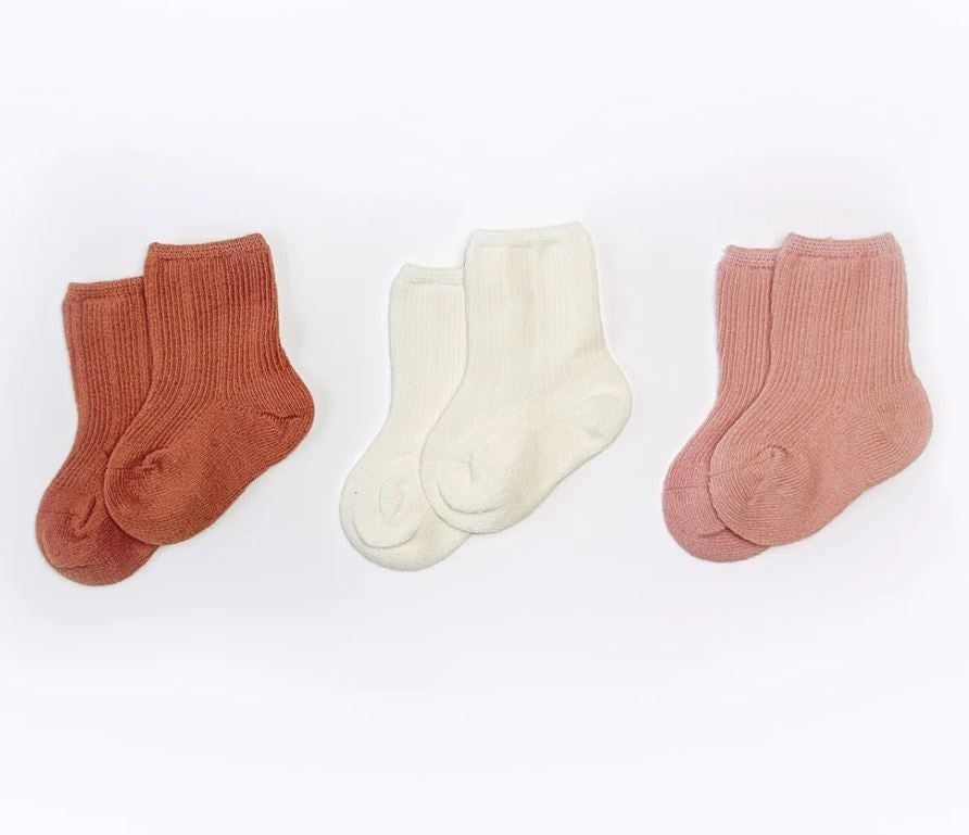 All Season Socks (3pk) - White | Pink | Coral