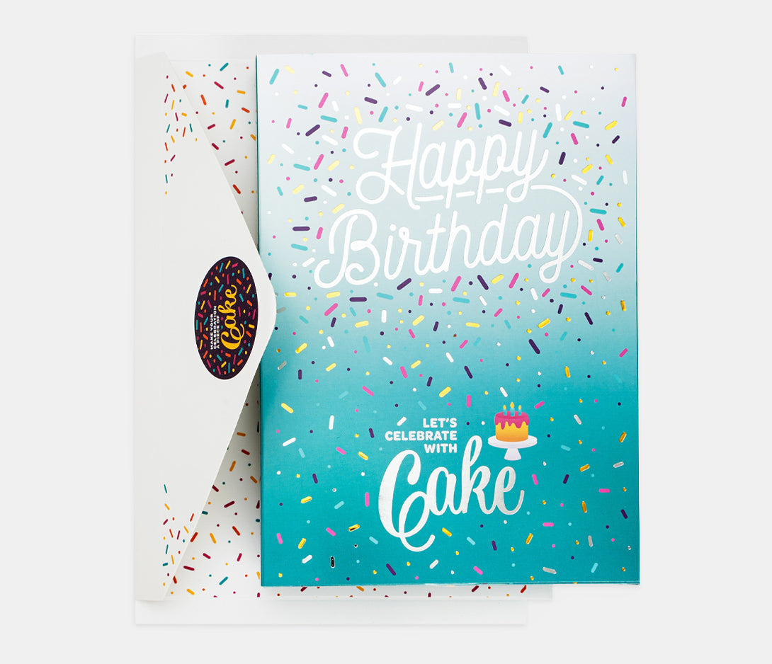 InstaCake Cards - Teal Happy Birthday Vanilla