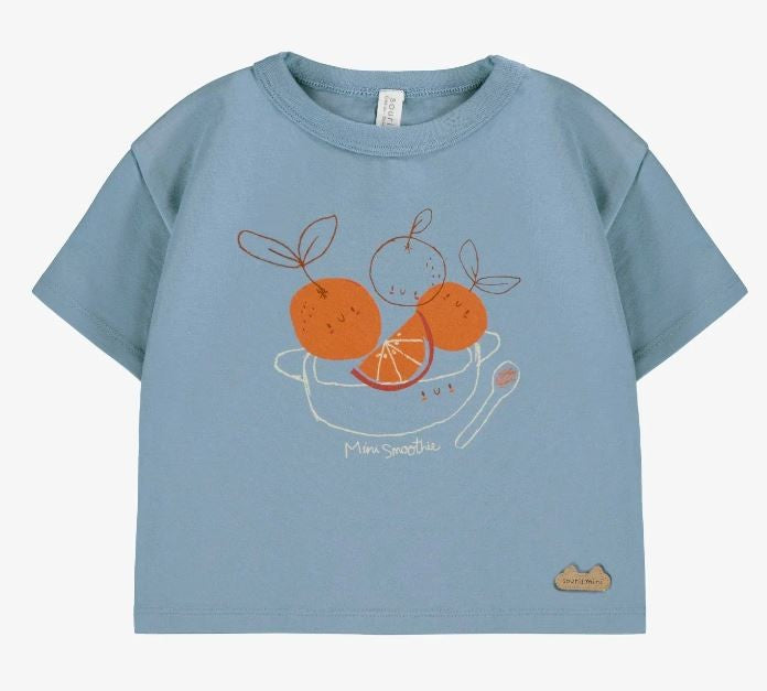 Baby Blue Short Sleeve T-Shirt with Print