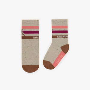 Baby Socks - Cream with Pink Stripes