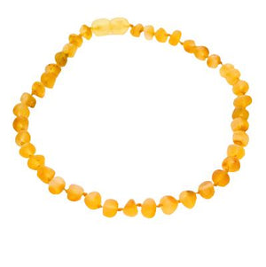 Healing Amber Teething Clasp Necklace 13" - Raw Gold