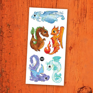 Temporary Tattoos - Coloured Dragons