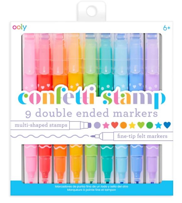 Confetti Stamp Double-Ended Markers (Set of 9)