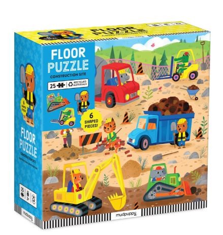 25-Piece Floor Puzzle with Shaped Pieces - Construction Site