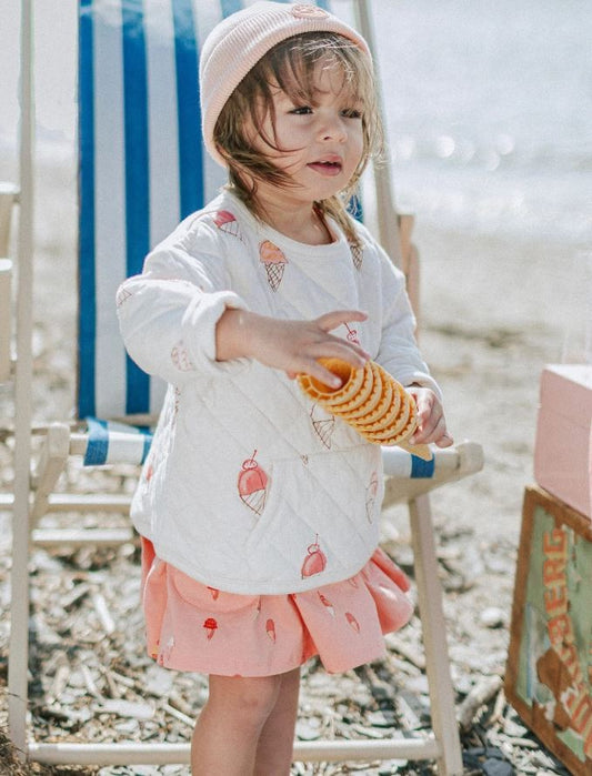 Baby Quilted Cotton Sweater - Ice Cream Print