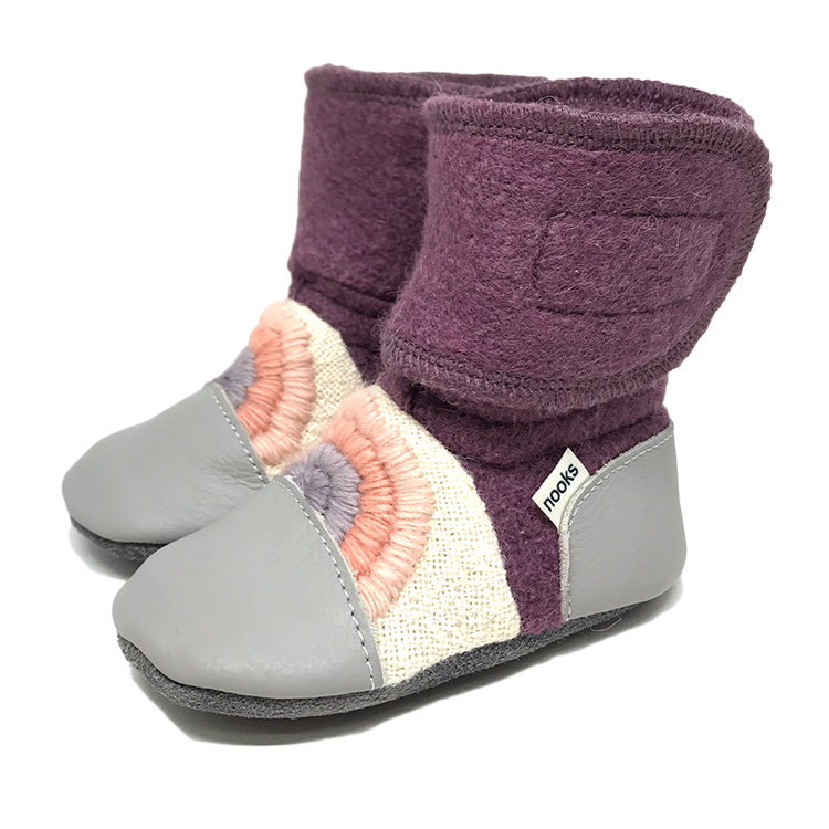 Embroidered Felted Wool Booties - Dream On