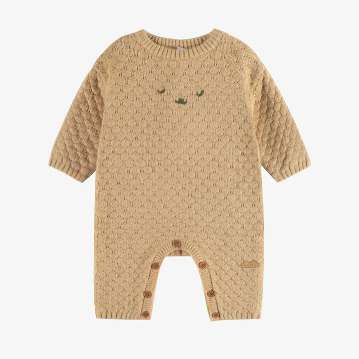 Baby Beige One-Piece with Long Sleeves in Soft Knit