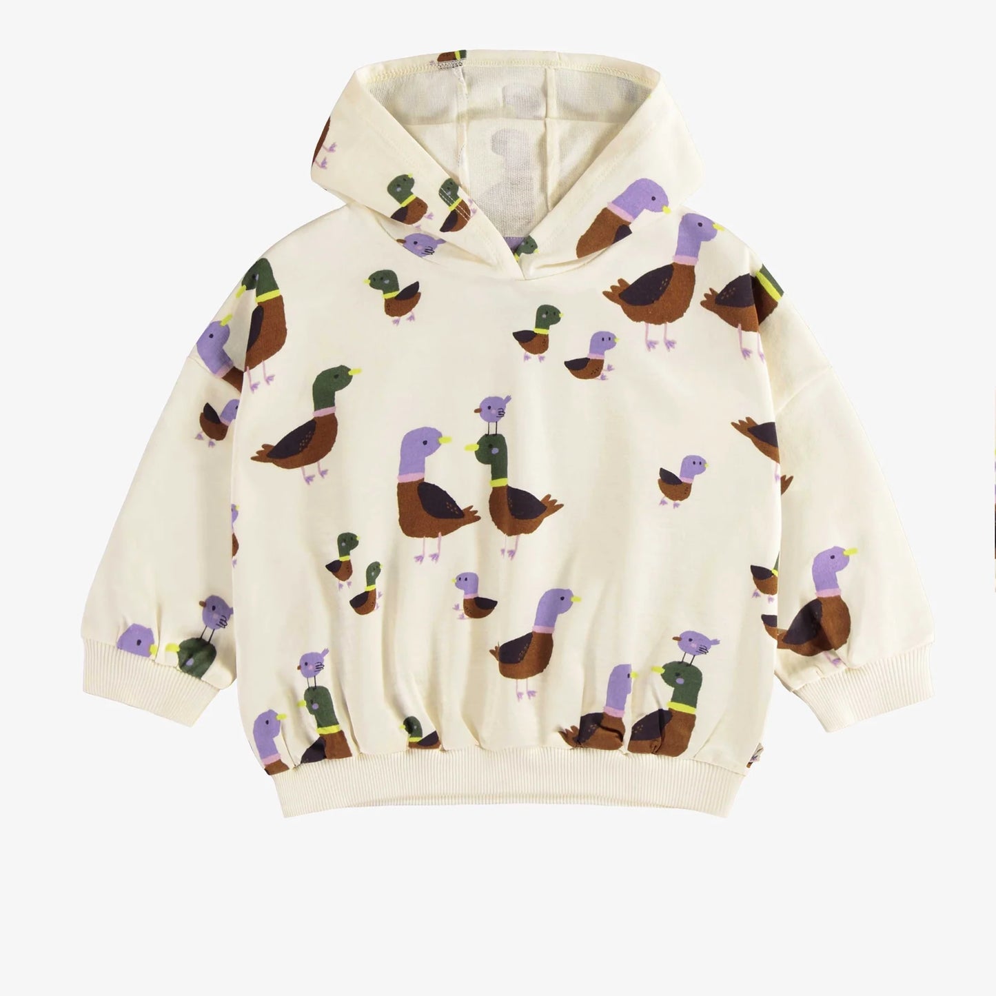 Baby Cream Duck Print Hoodie in French Terry