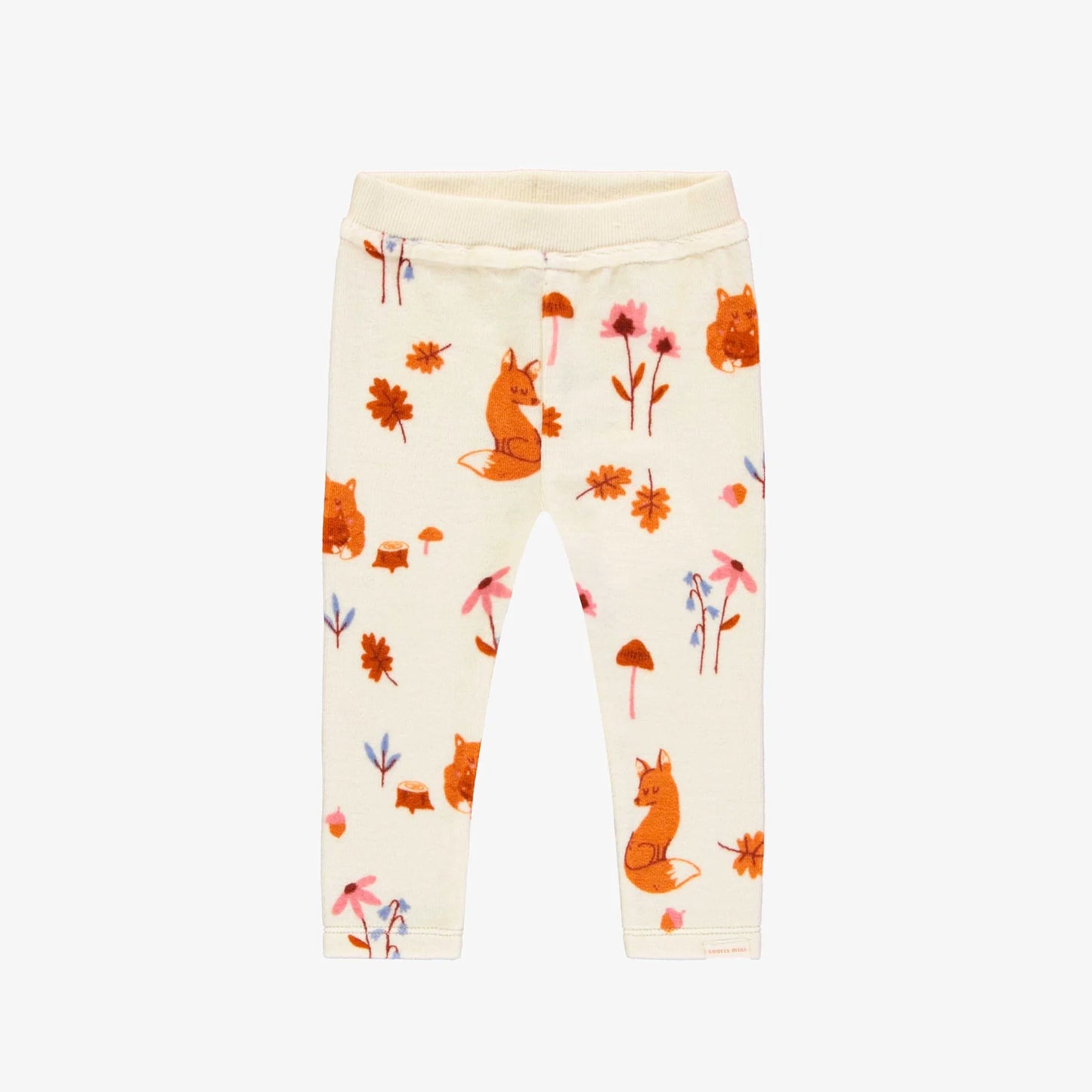 Baby Cream Fox Print Leggings in Velvet