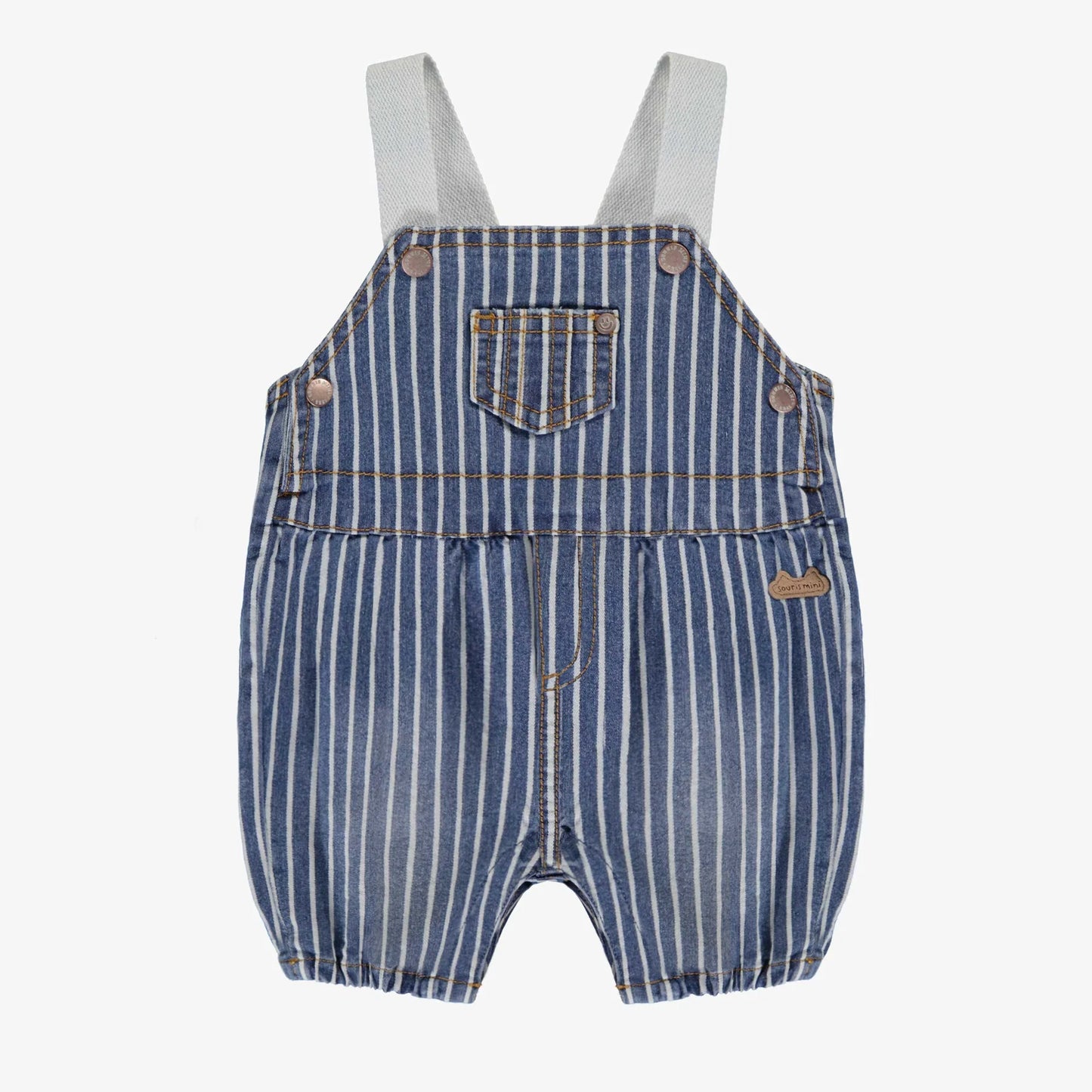 Newborn Blue and White Striped Denim Overalls