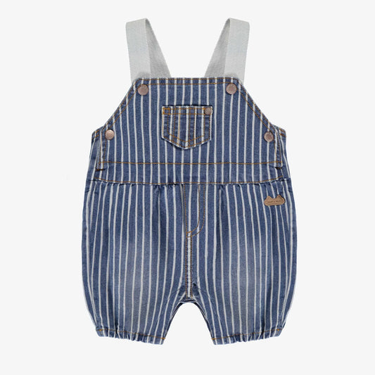 Newborn Blue and White Striped Denim Overalls