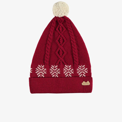 Baby Red Hat in Twisted Knit with Pompom