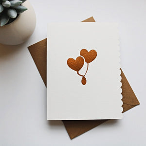 Foiled Heart Balloons Greeting Card - Rose Gold