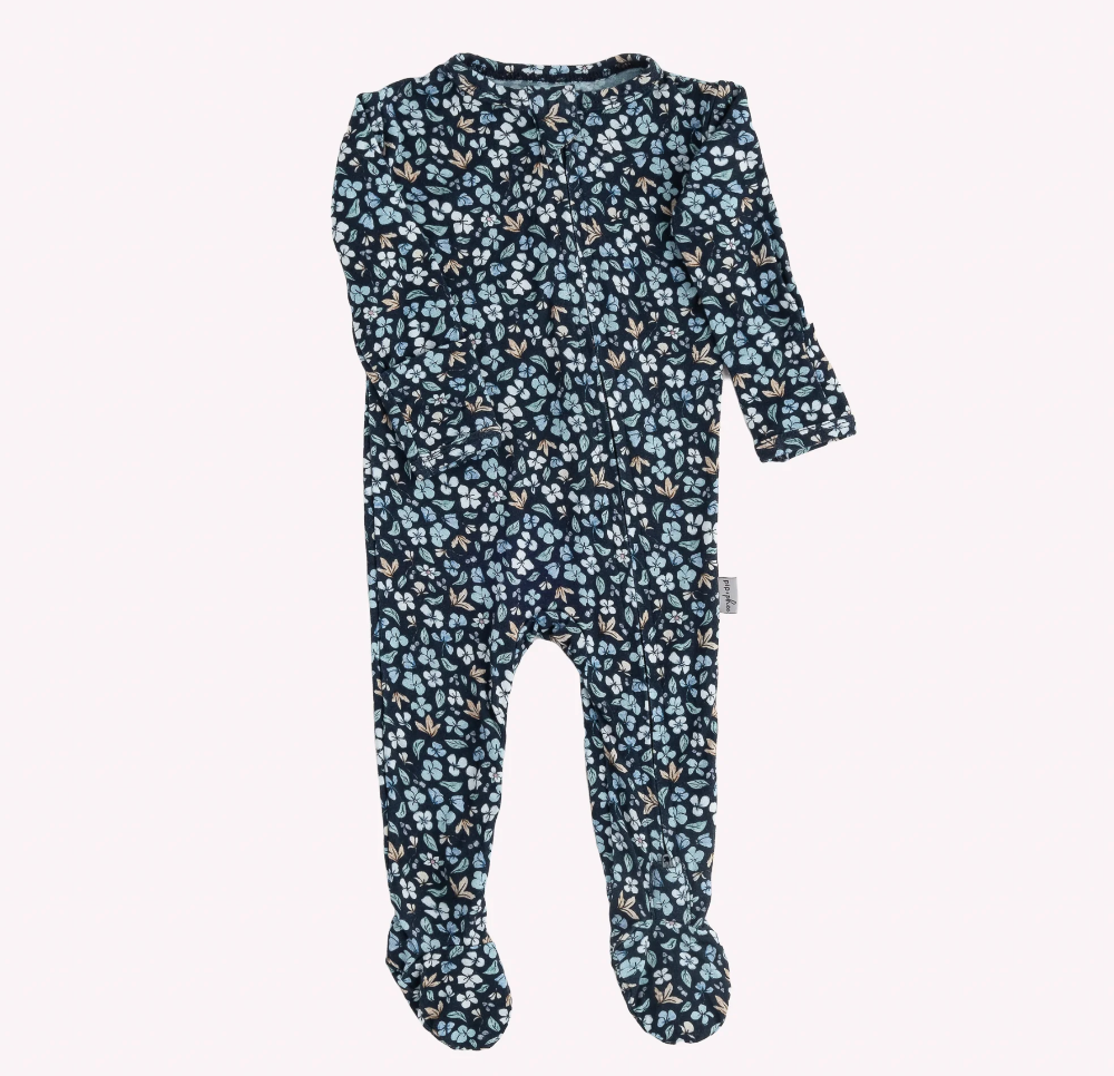 Bamboo Footed Sleeper - Navy Floral