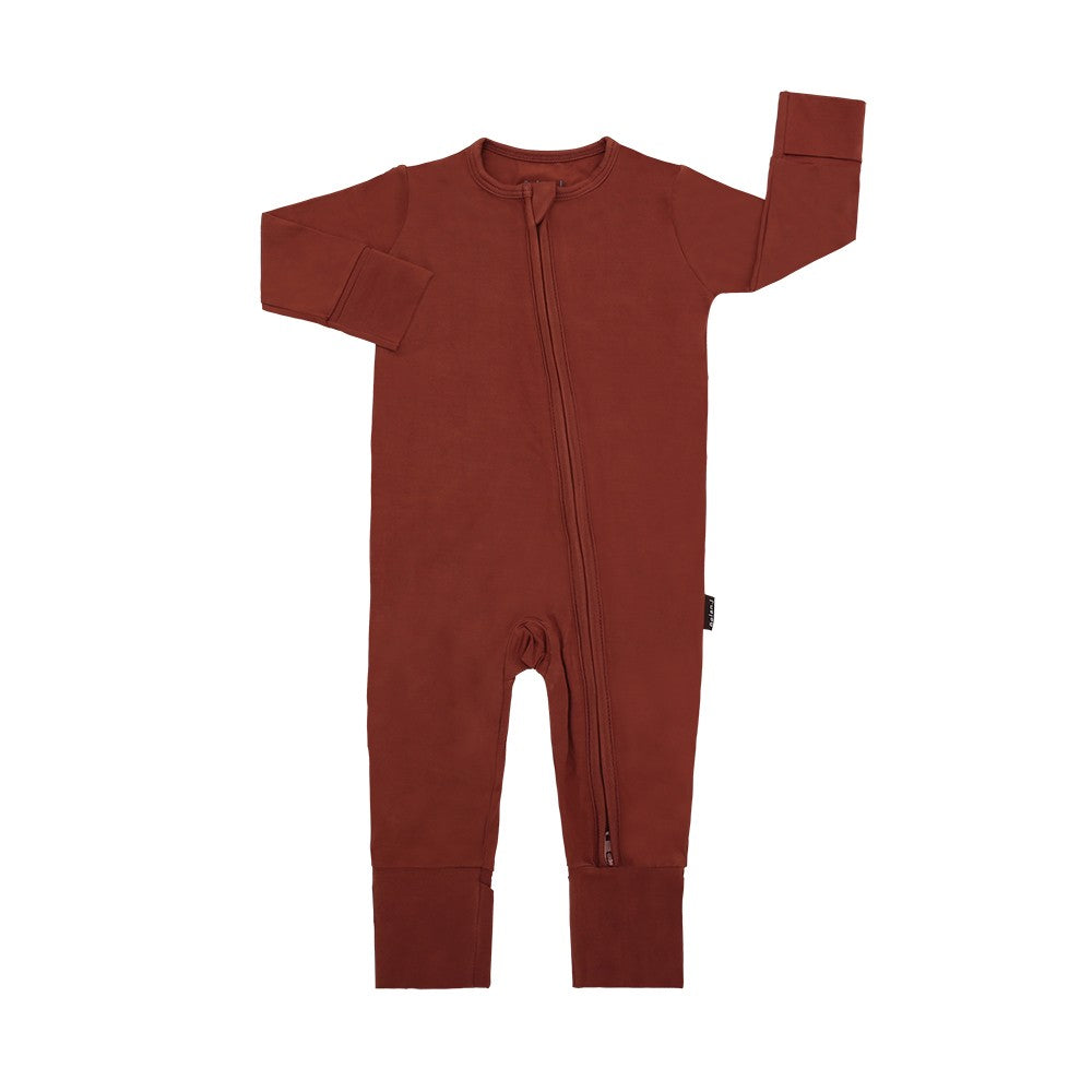 Footless Sleeper with Fold-Over Cuffs - Rust