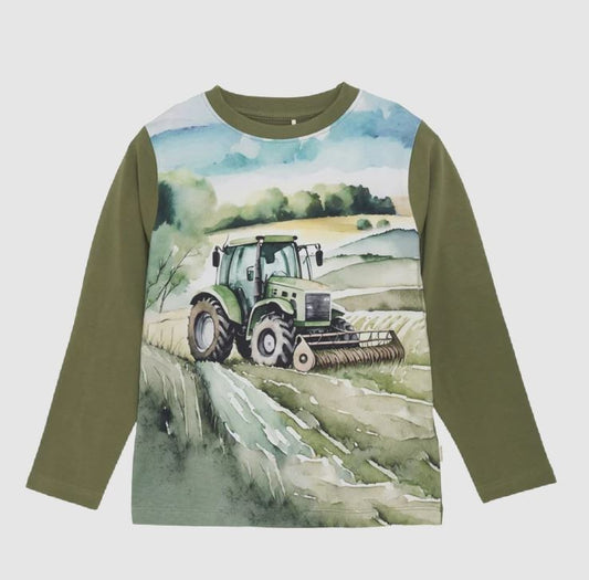 Long Sleeve Shirt - Green Tractor