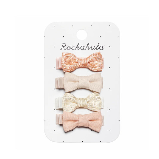 Mini Bow Clips - Linen