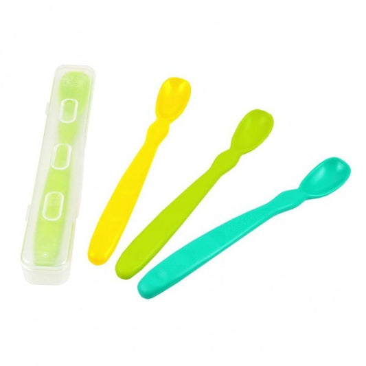 Infant Spoons with Travel Case (4PK) - Aqua Green & Yellow