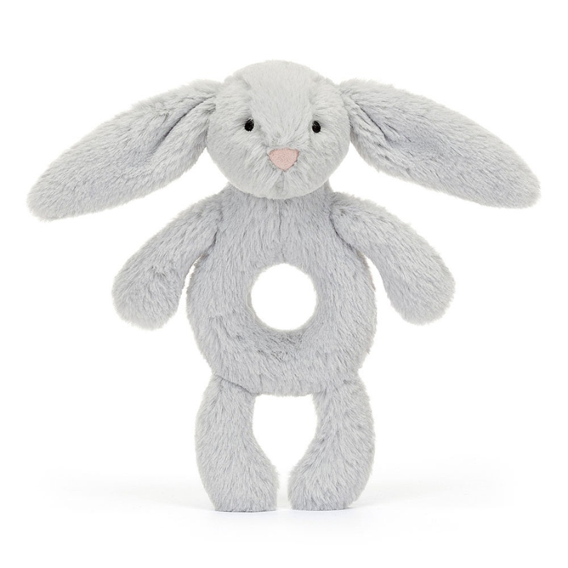 Bashful Bunny Ring Rattle - Silver