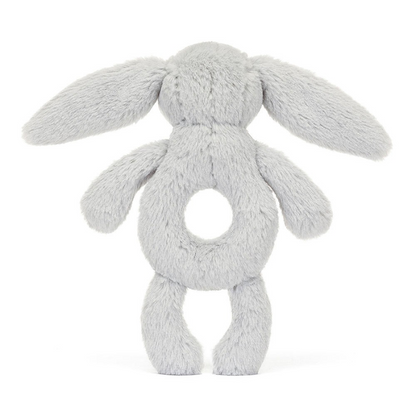 Bashful Bunny Ring Rattle - Silver