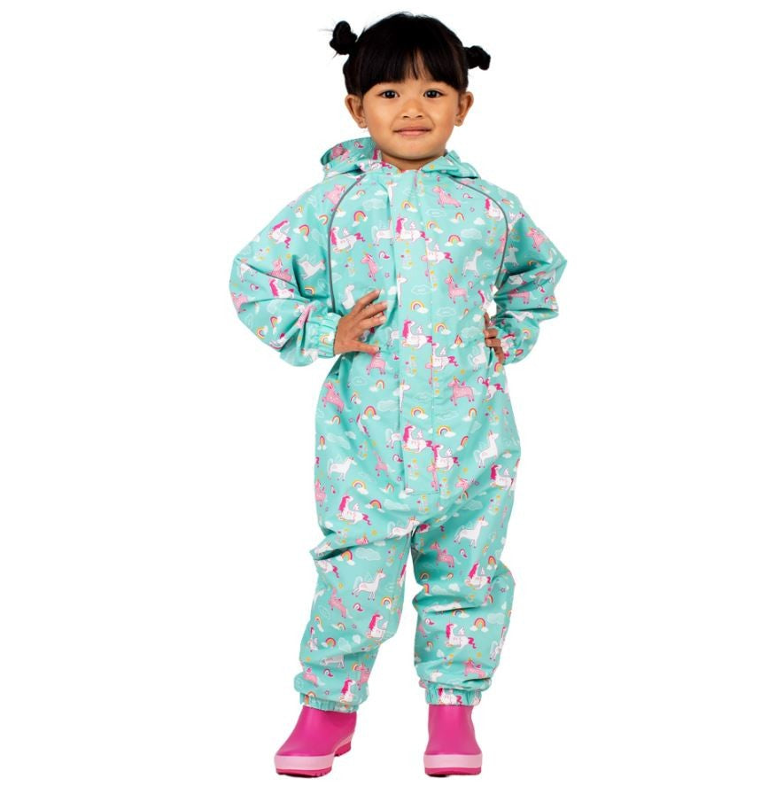 Kids Fleece Lined Rain Suits - Unicorn