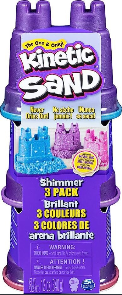 Kinetic Sand, Shimmer Sand 3 Pack with Molds and 12oz of Kinetic Sand