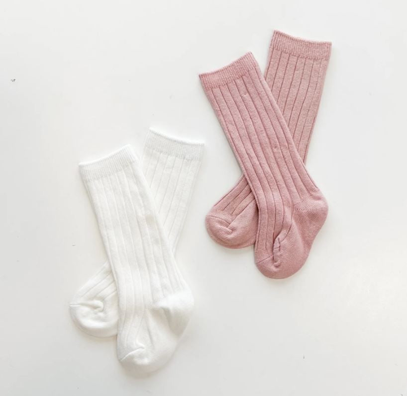 Knee High Socks (2pk) - Pink | White