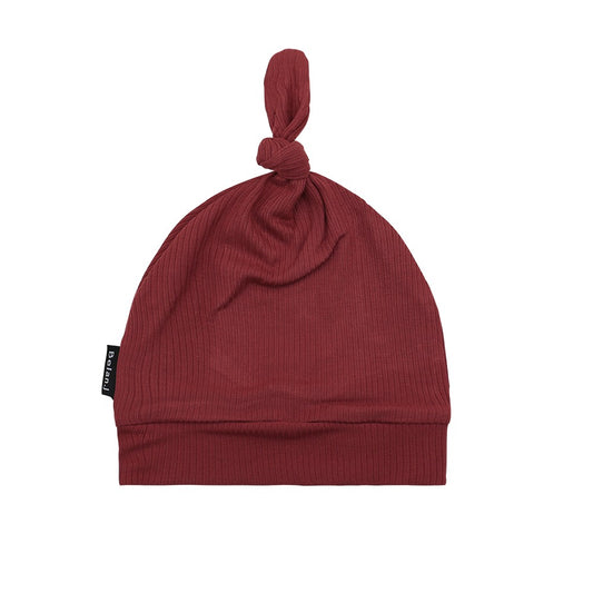 Knotted Hat - Ribbed Burgundy