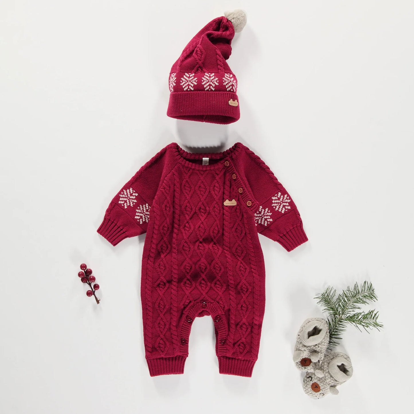 Baby Red One Piece in Twisted Knit