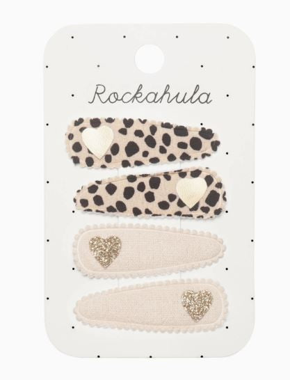 Fabric Clip Set - Leopard Heart