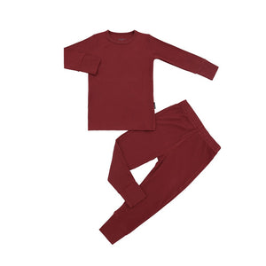 Long-Sleeve PJ Set - Ribbed Burgundy