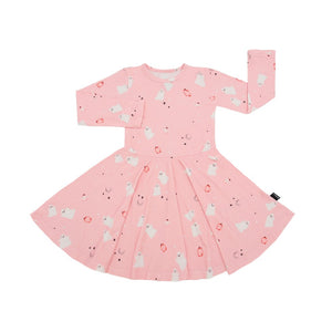 Long-Sleeve Twirl Dress - Pink Ghosts