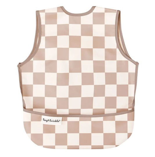 Mess-proof Apron Bib - Checkers Brown