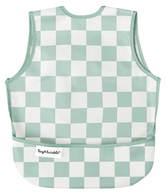 Mess-proof Apron Bib - Checkers Sage