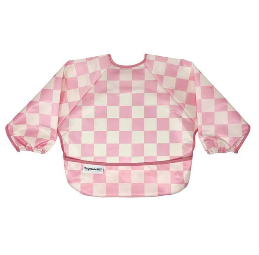 Mess-proof Full Sleeve Bib - Checkers Pink