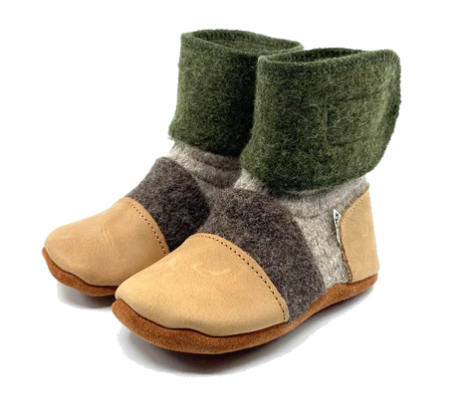 Felted Wool Booties - Olive