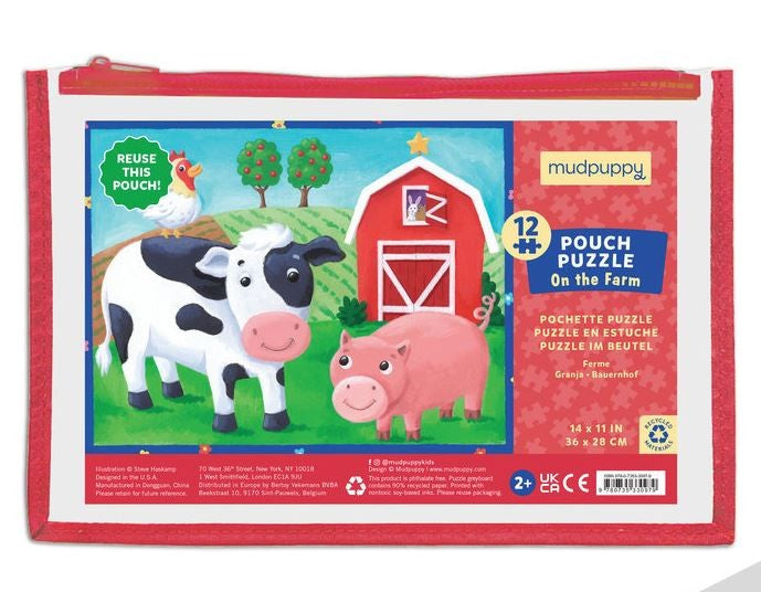 12-Piece Pouch Puzzle - On the Farm